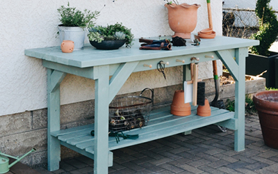 Painted potting bench