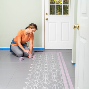 Laundry Room Stenciled Floor Paint Apply Stencil