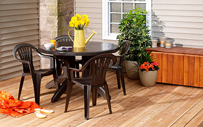 Stained deck with chairs