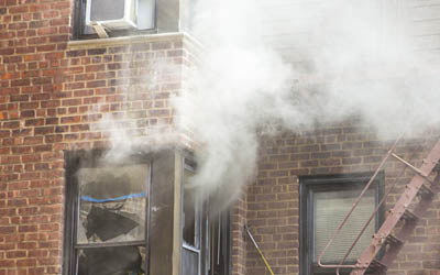 Smoke coming out of a building