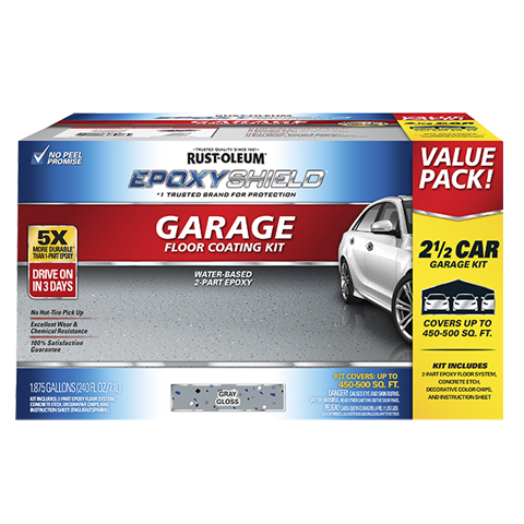 EPOXYSHIELD Garage Floor Coating Kit Gray Gloss